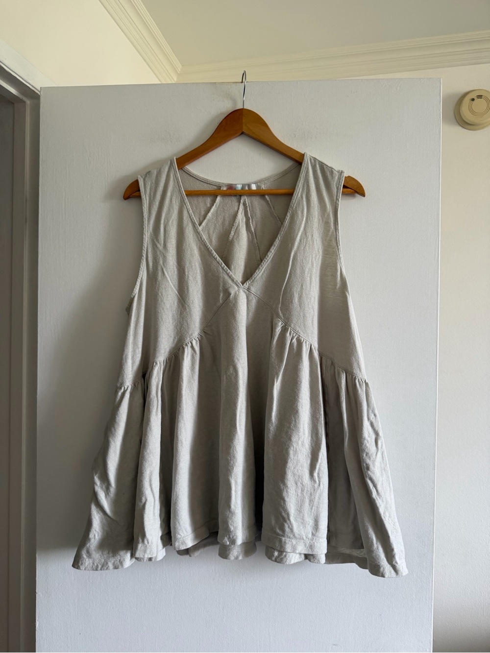 Free People FP Beach Beige Cotton/Hemp Babydoll Tank size Small EUC
